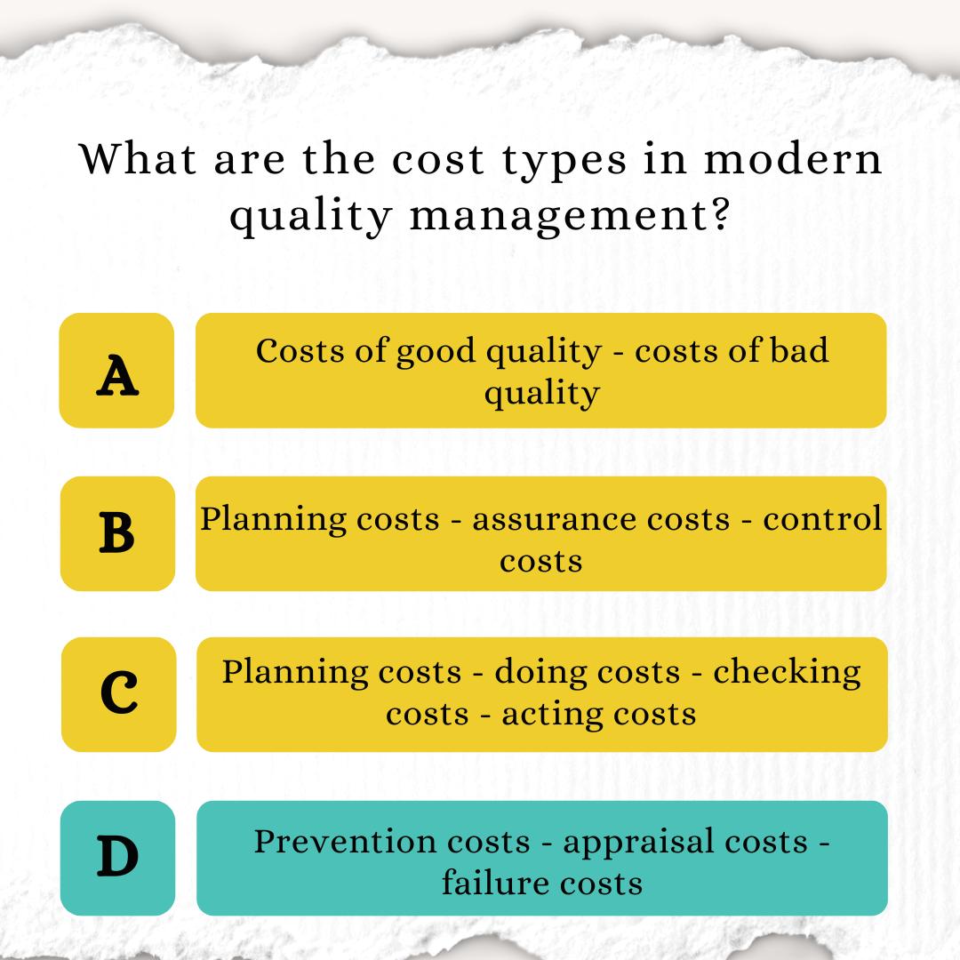 What are the cost types in modern quality management