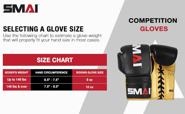 Competition boxing gloves size charts