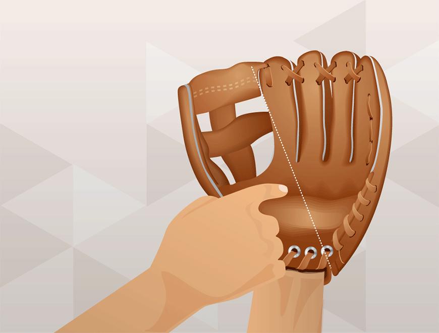 How to wrap a baseball glove - fold in half