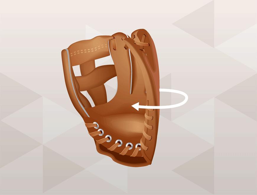 How to wrap a baseball glove - fold at pinky finger