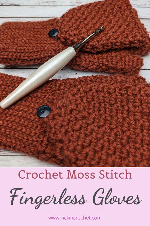 Moss Stitch Fingerless Gloves Free Crochet Pattern