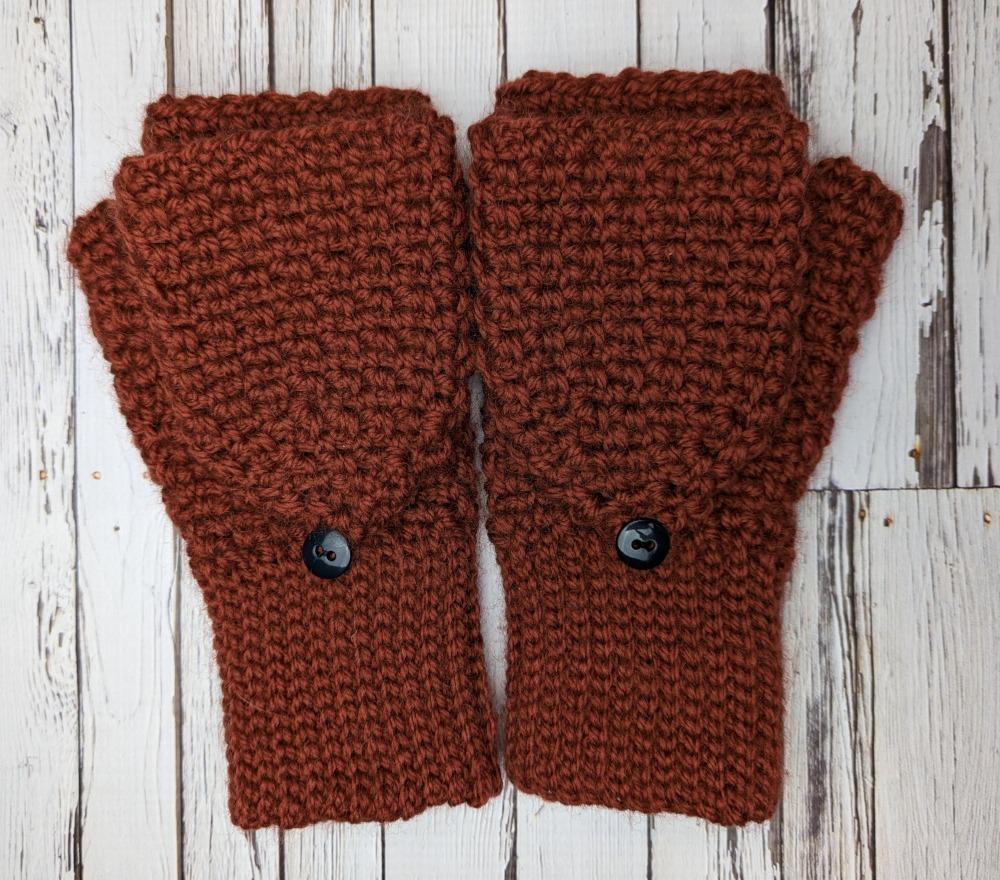 Moss Stitch Crochet Fingerless Gloves With Flap Free Crochet Pattern
