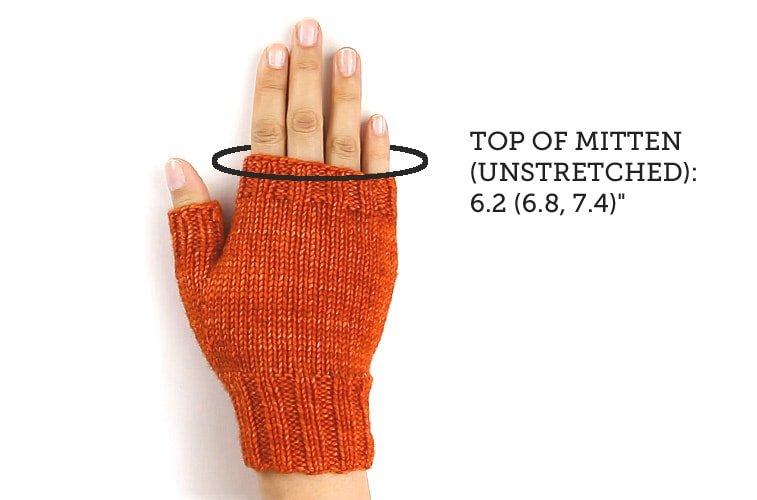 hand wearing orange fingerless glove