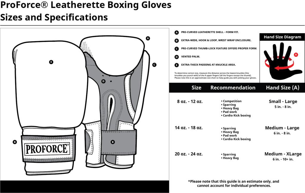 boxing glove size chart