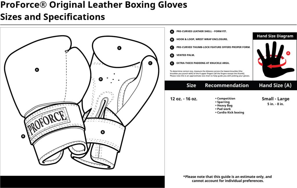 boxing glove size chart