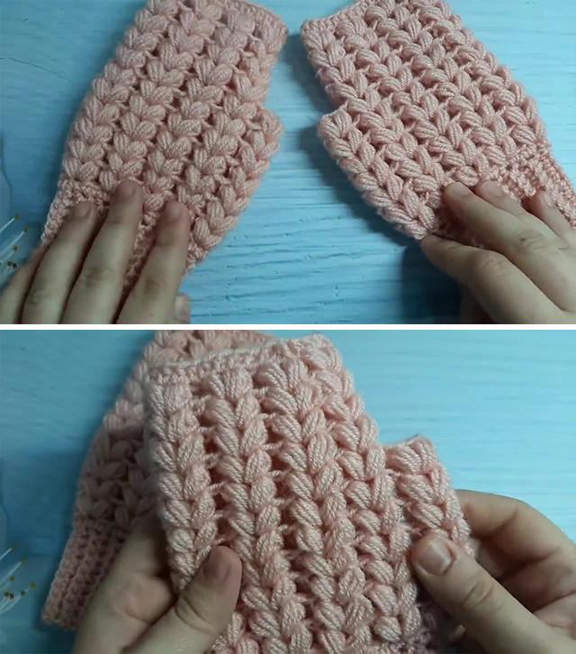 Puff Stitch Fingerless Gloves Crochet Pattern