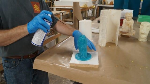 Spray Pol-Ease 2300 on Rubber Sock Mold