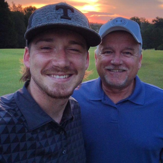 Morgan taking a selfie with his dad in June 2018