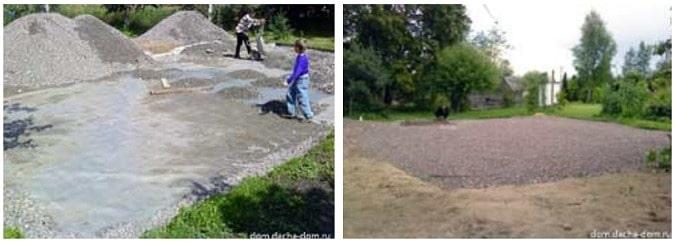 Laying Gravel base layer over the area for drainage of unwanted water