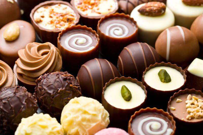 different kinds of chocolate pralines