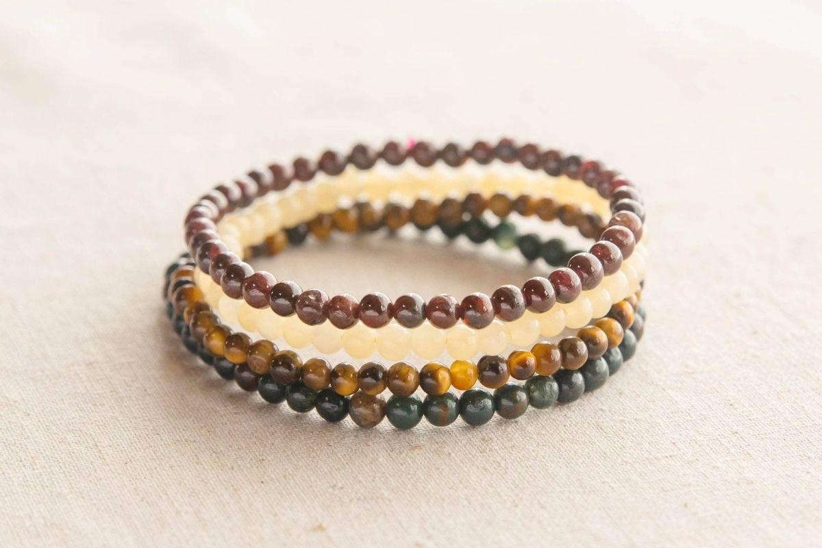 Leo Zodiac Bracelets including tigers eye, yellow topaz, garnet, and bloodstone