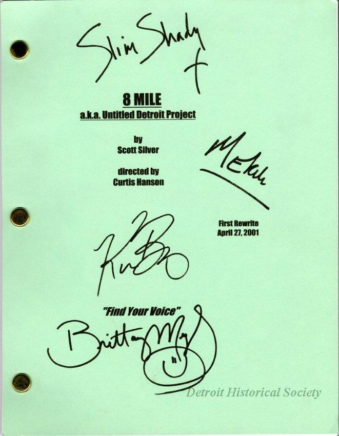 Signed script for the movie 8 Mile, 2001 - 2006.005.004