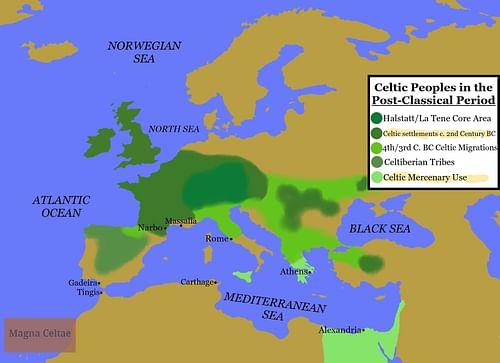 Map of Celtic Peoples in the Post-Classical Period