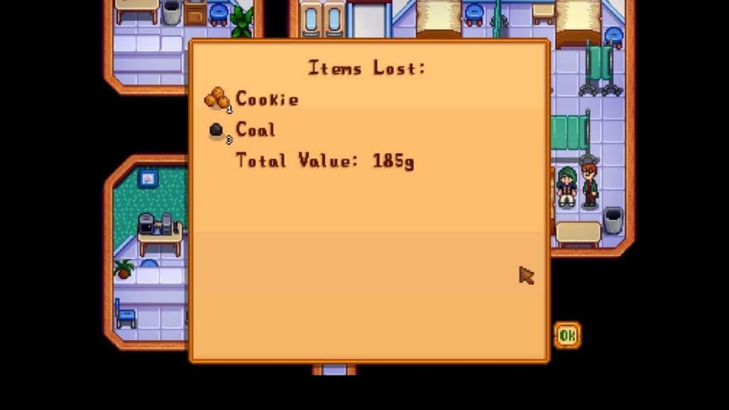 A player with Lost items in Stardew Valley