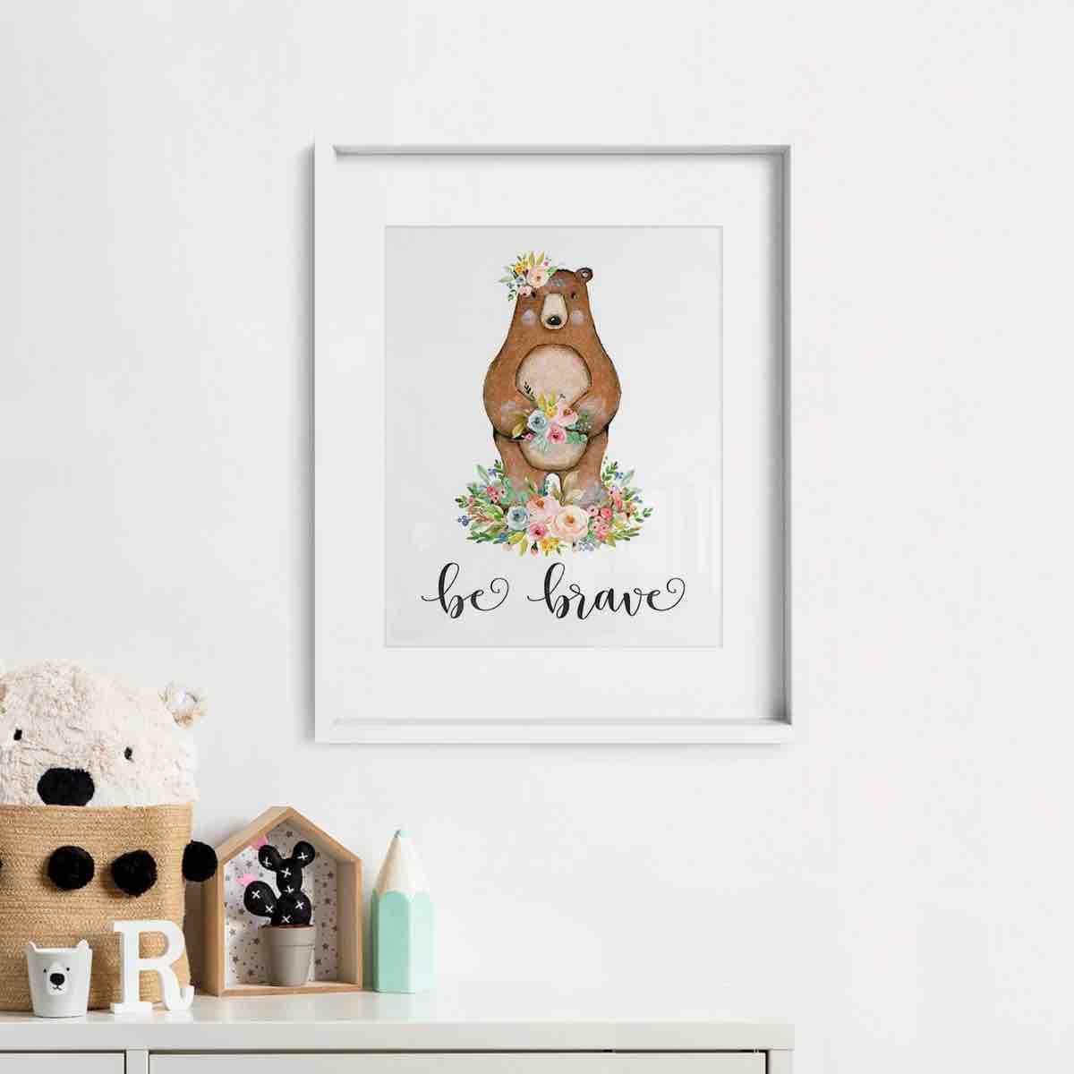 Woodland Animals Bear Print Framed Photo from an Etsy Digital Download