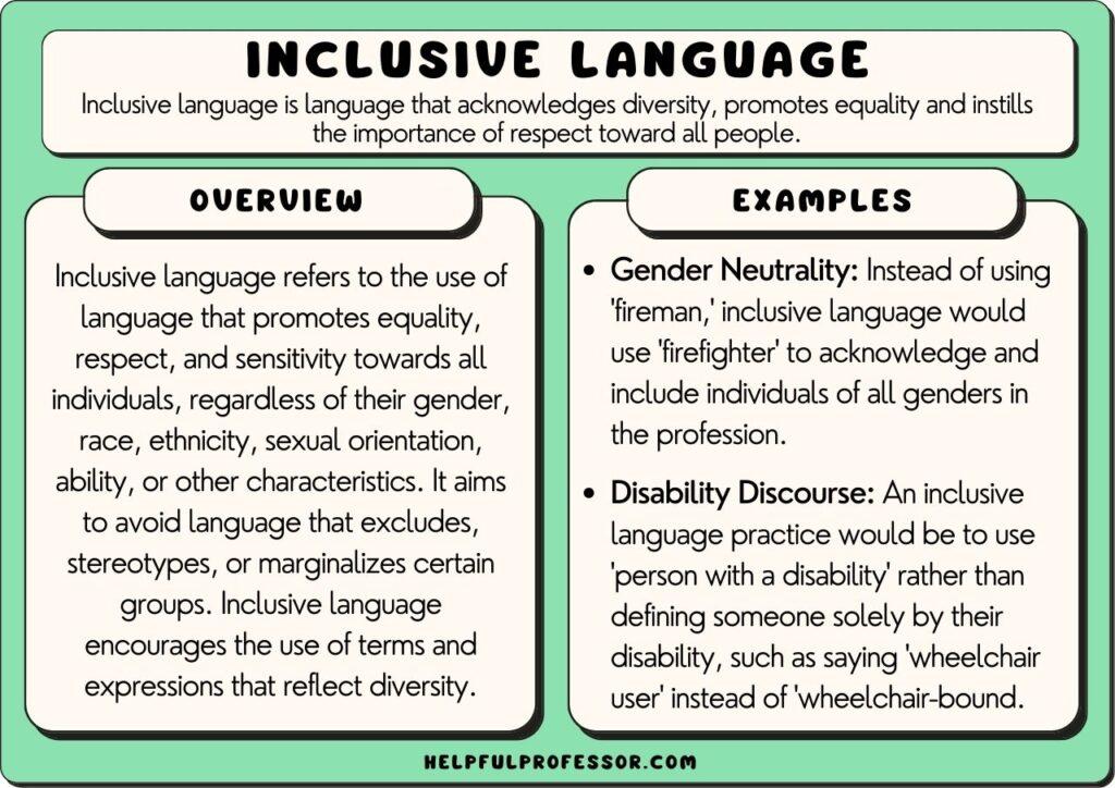 inclusive language examples and definition, explained below