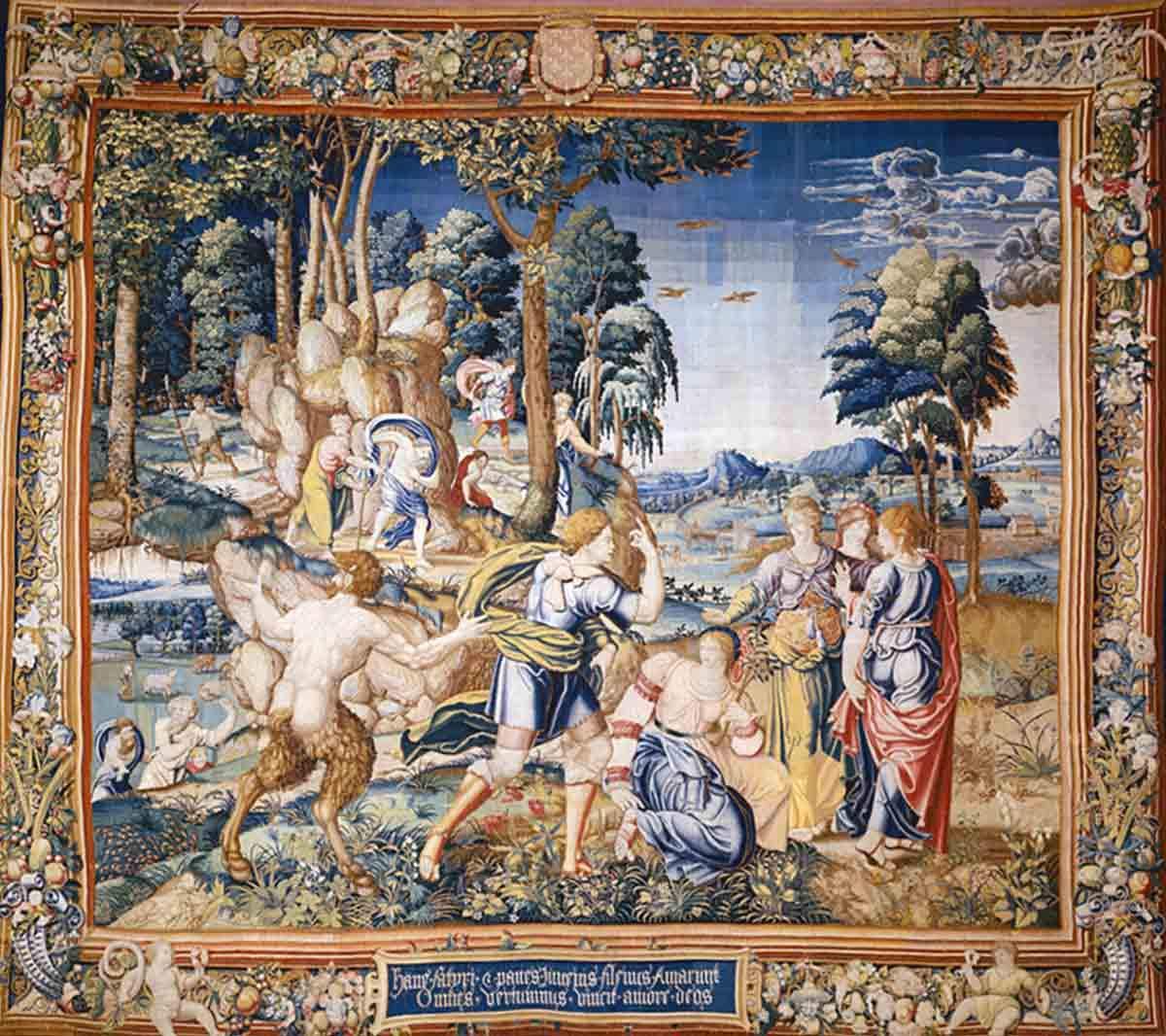Pomona Surprised by Vertumnus and Other Suitors, from The Story of Vertumnus and Pomona, unknown artist, 1535-40. Source: The Art Institute of Chicago.