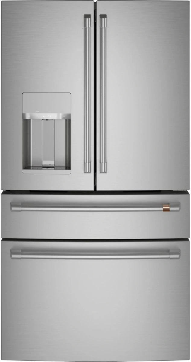 Front view of the Café CXE22DP2PS1 counter depth French door refrigerator