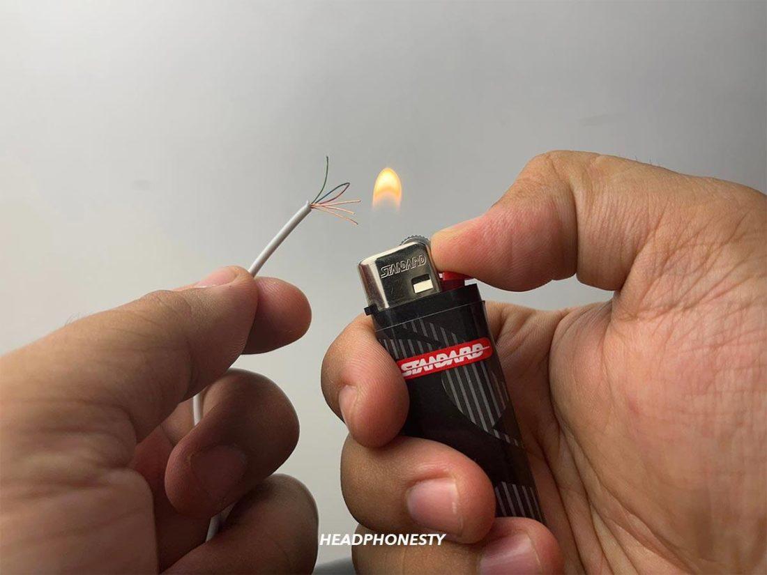 Burn off the enamel using lighter