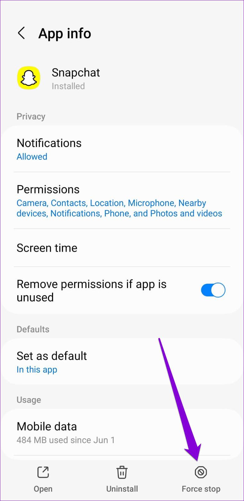 Force Stop Snapchat on iPhone