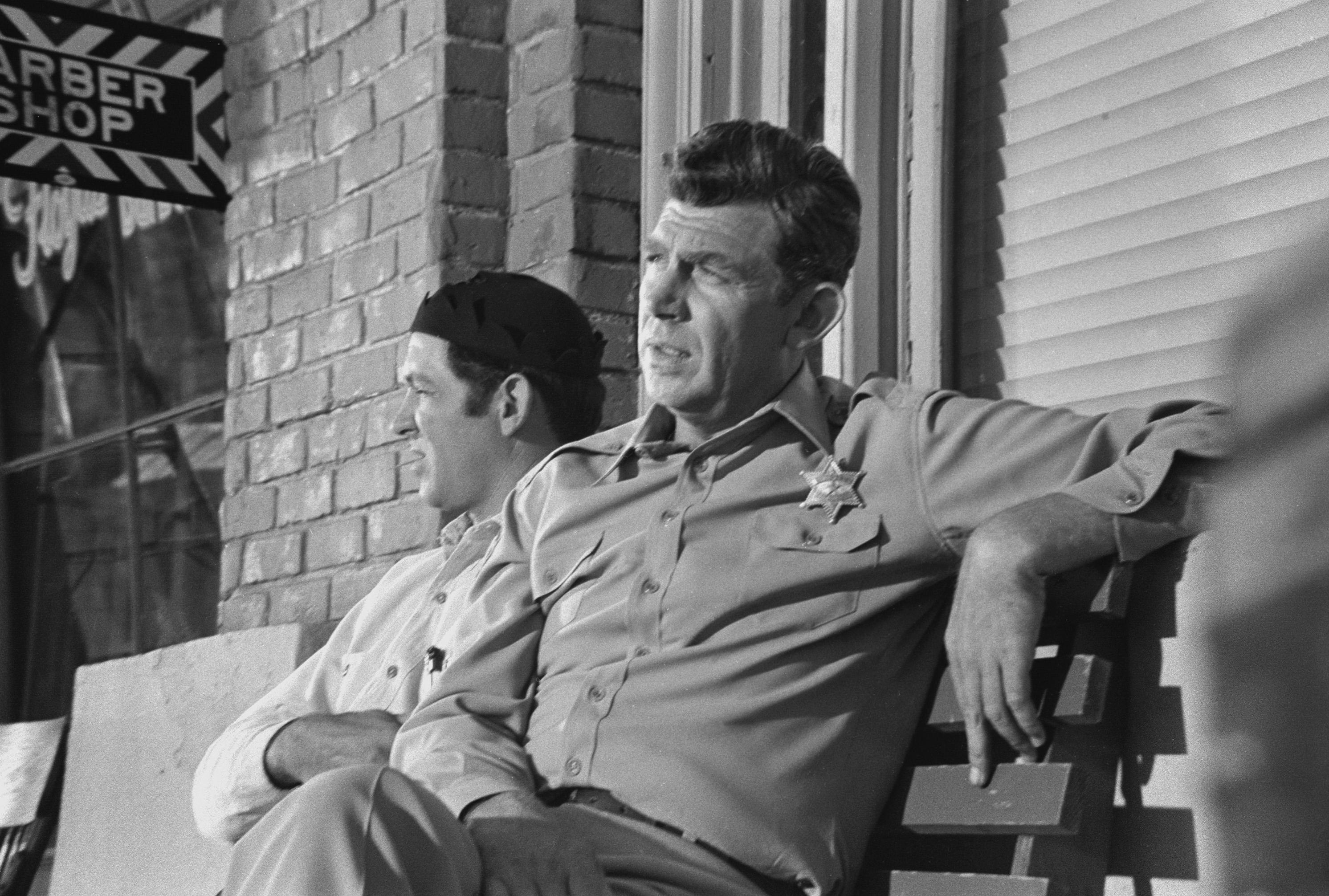George Lindsey, left, and Andy Griffith on