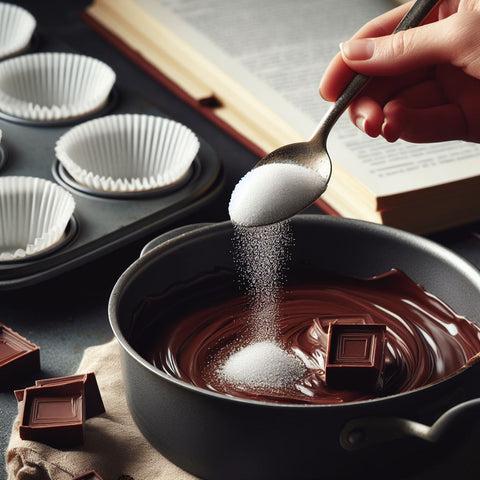 adding sugar in chocolate