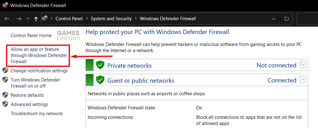 windows defender firewall change settings allow another app