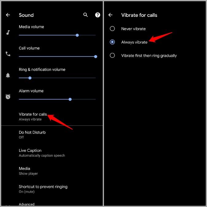 Enable Vibrate for Calls on Android