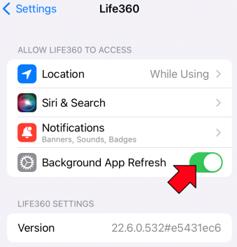 life 360 app background app refresh