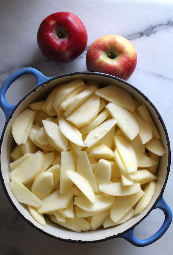 Making applesauce for canning