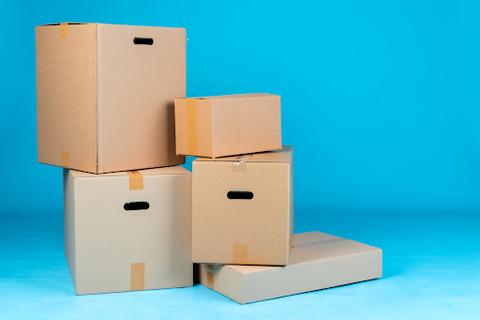 shipping boxes stacked up