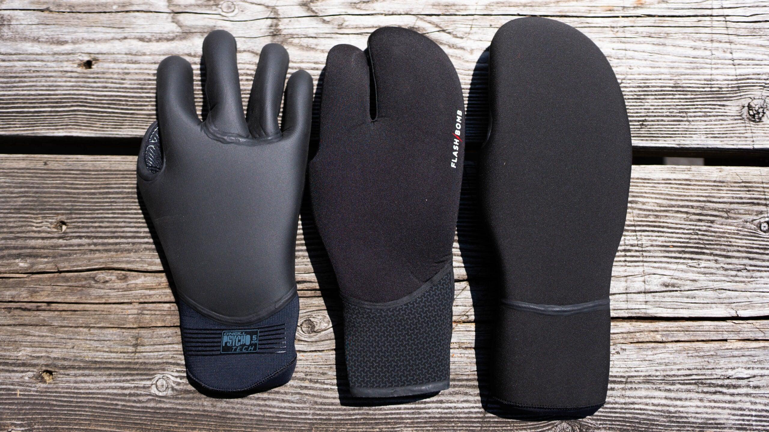 Three gloves lined up to show the different styles available.