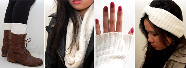 diy handmade winter mittens with two fingers repurposing old sweaters