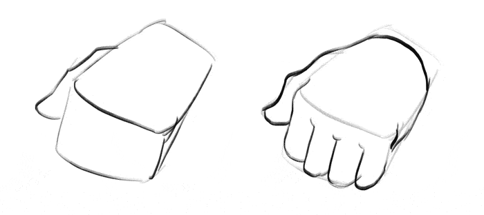 Creating a mitten or a glove shape and drawing over it can help you get proportions right.