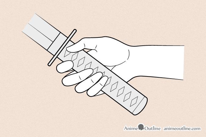 Anime hand holding sword