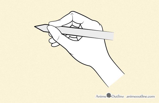 Anime hand holding pen or pencil