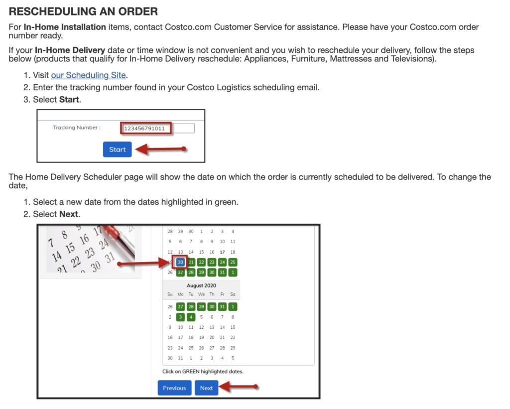 ReScheduling Delivery From Costco.com