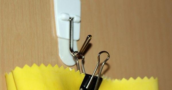 Use binder clips and command hooks