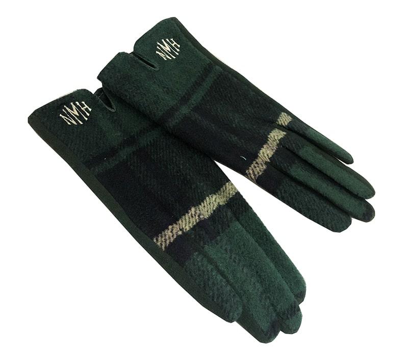 finished monogrammed gloves