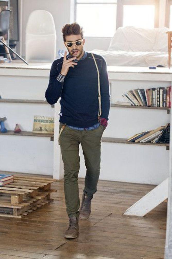 Cargo Pants with Navy Blue Shirt