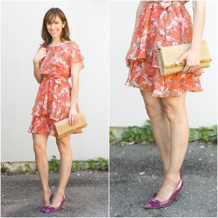 Orange Dress Nude Beige Shoes