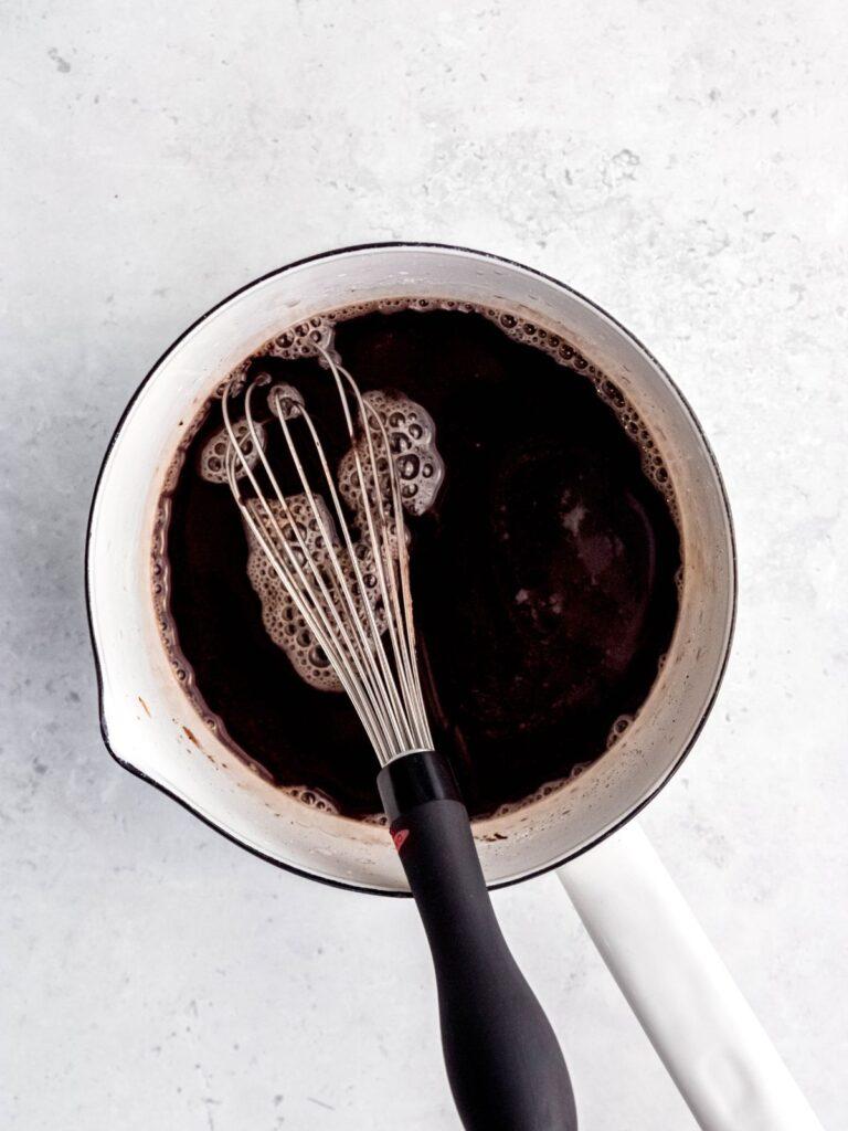 Irish cream coffee syrup after whisking together.