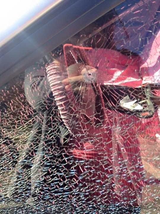 This vehicle window was damaged on Maholm Street during a weekend vandalism spree.