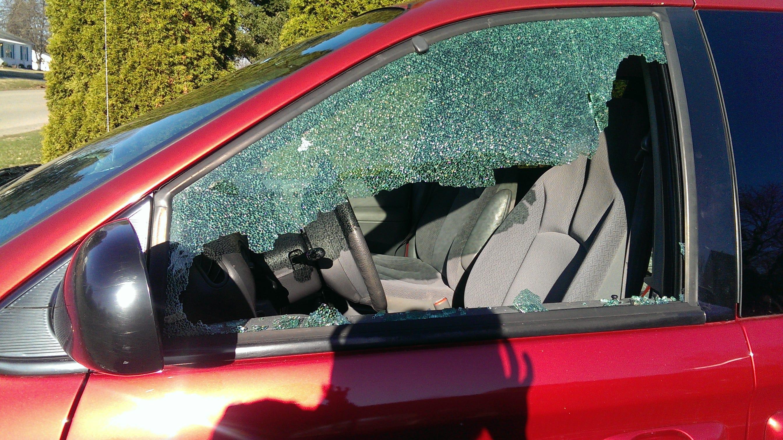 This vehicle was damaged during a weekend vandalism spree.