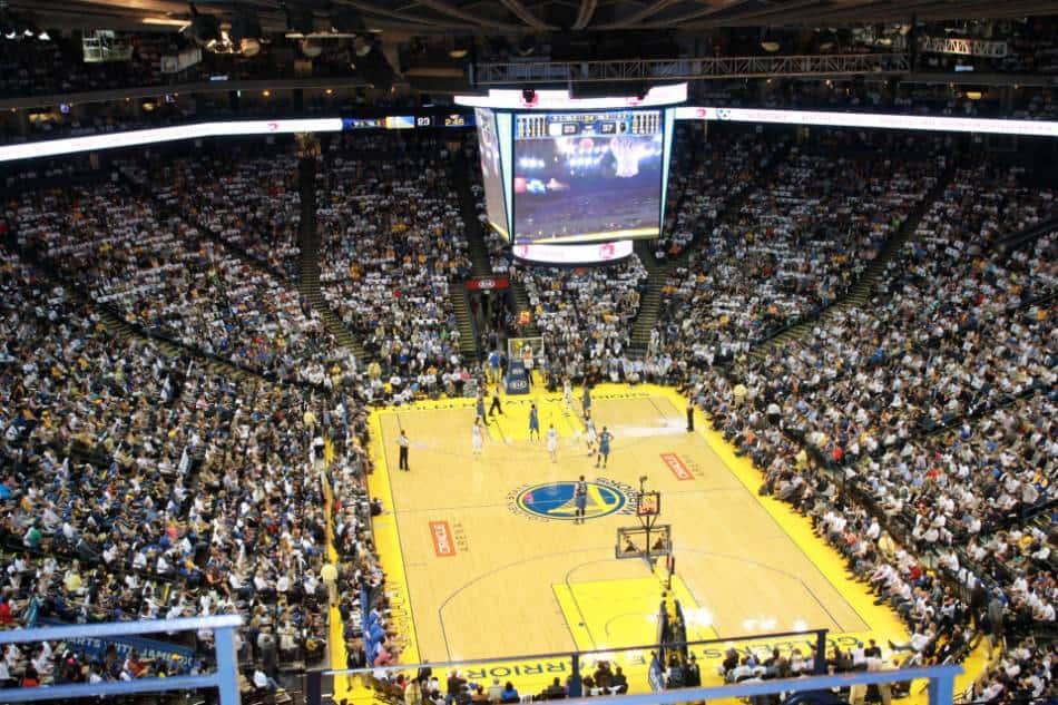 View looking down at a Golden State Warriors