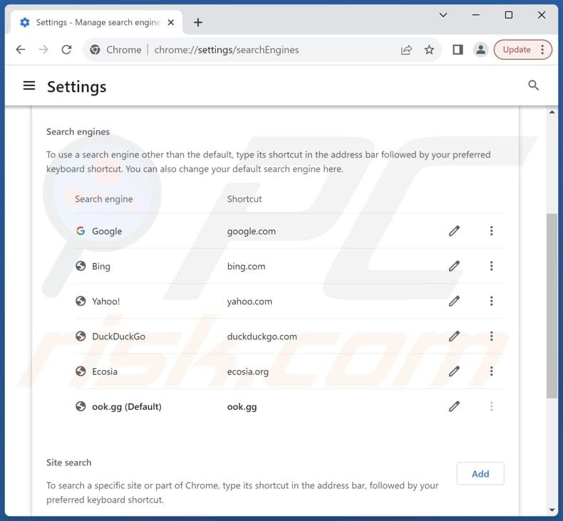 Google Chrome settings reset step 1