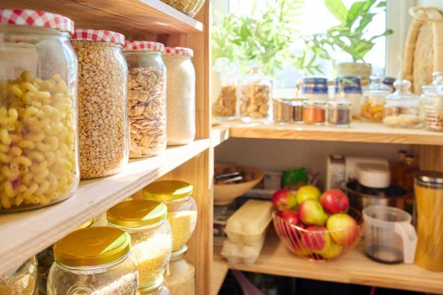 storage area with different kinds of food