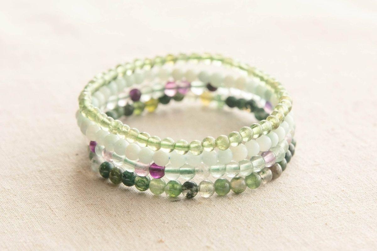 Set of gemstone bracelets for Virgo zodiac sign