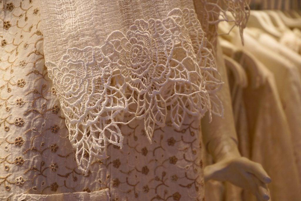 close up of burano lace for sale, one of the best venice gifts to buy