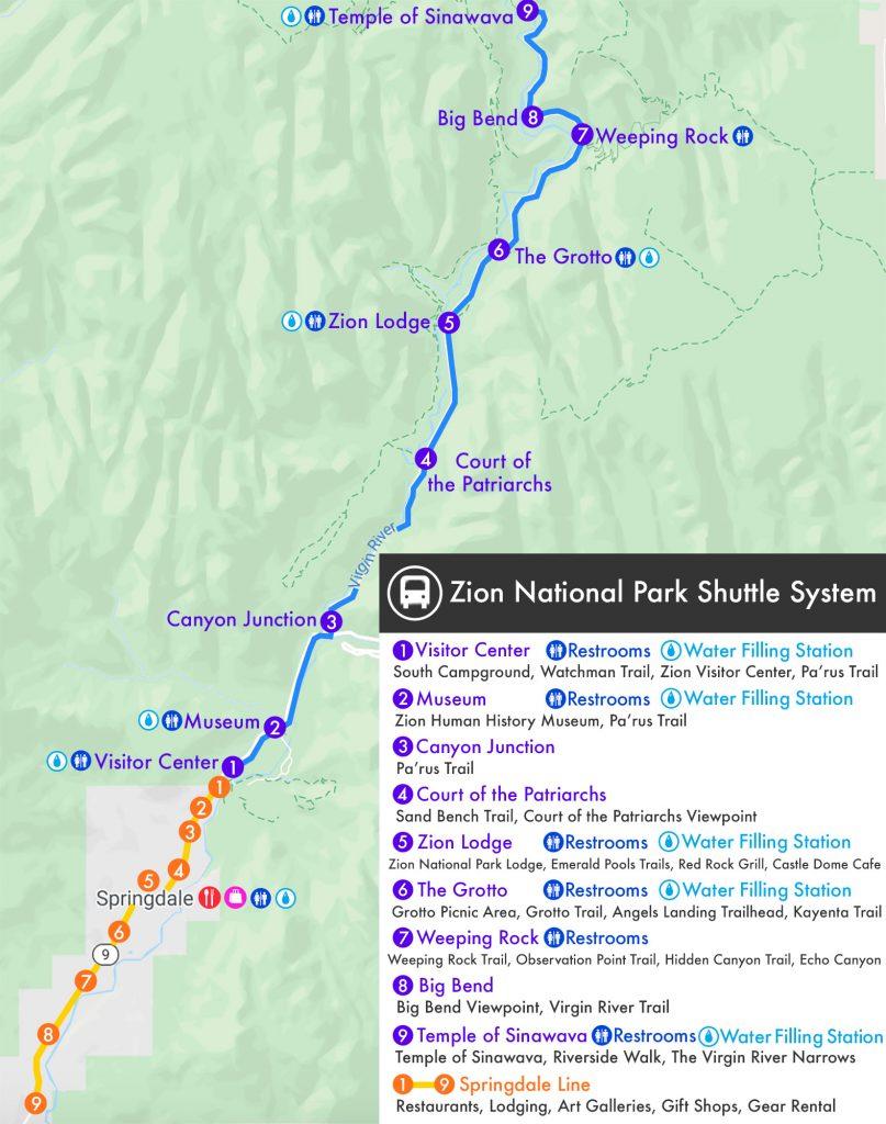 Zion Shuttle Map